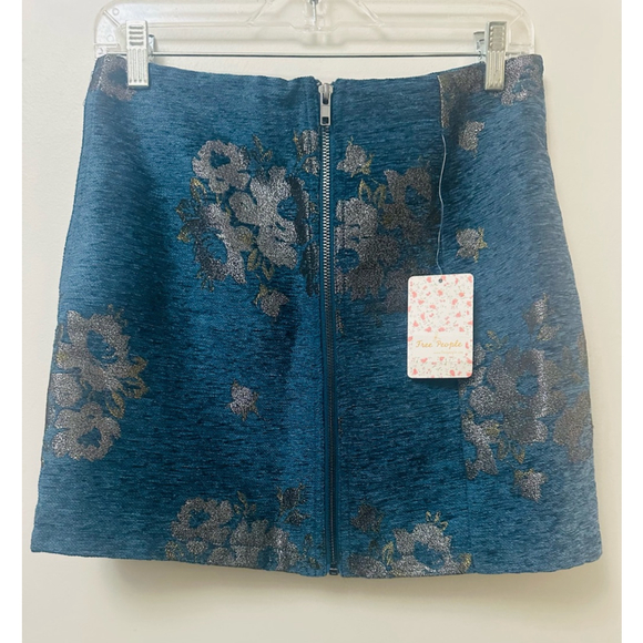 Free People Metallic Floral Mini Skirt – Size 2 – NWT - Picture 1 of 6